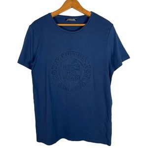 Collezione Man Indigo Blue Embossed Graphic T- Shirt       Size: S